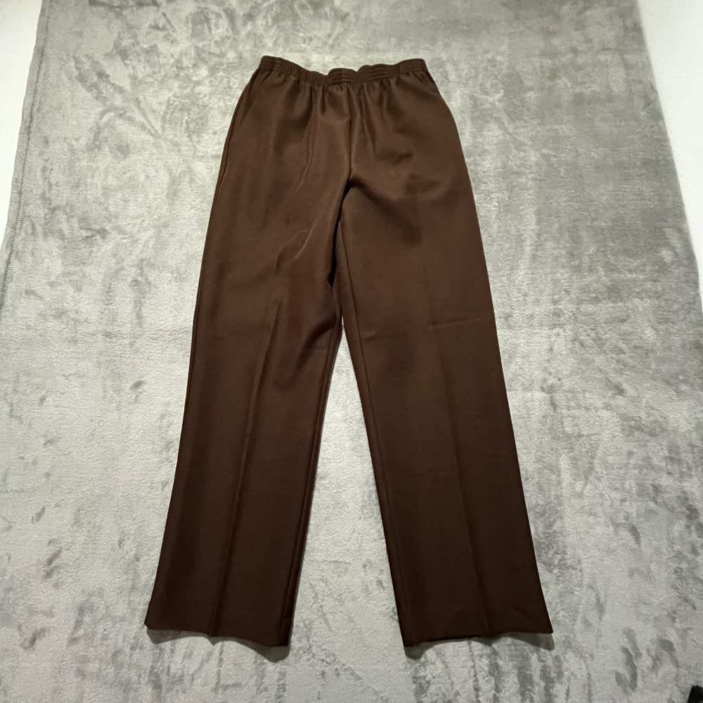 Alfred Dunner Pants Women 10P Brown Elastic Waist Straight Leg Polyester